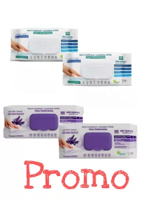 Promo 3+1 DEEPFRESH SERVETELE CU OTET SI BICARBONAT(2 MOV LAVANDA + 2 ALBASTRE)