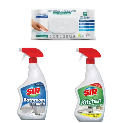 PACHET PROMO 1 SOLUTIE BUCATARIE 750 ml+ 1 SOLUTIE BAIE  750ml + 1 PACHET DE SERVETELE CU BICARBONAT SI OTET ALBASTRU