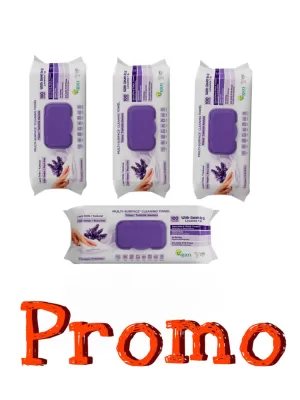 PROMO 3+1.  - SERVETELE CU OTET SI BICARBONAT  100BUC/PACHET LAVANDA_MOV