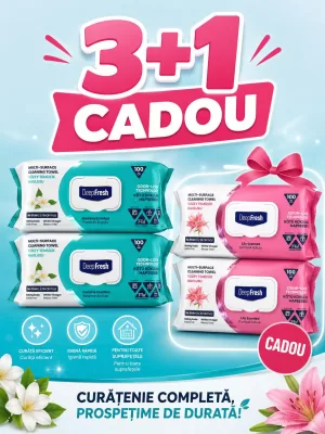 Promo 3+ 1 Șervețele cu otet si bicarbonat ( 2 CRIN-PINK si 2 IASOMIE-VERDE)