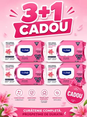 Promo 3+ 1 Șervețele cu otet si bicarbonat CRIN-PINK